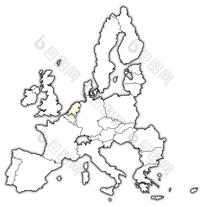 地图的欧洲联盟荷兰突出显示政治地图的欧洲联盟与的几个州在哪里荷兰突出显示