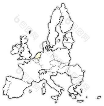 地图的欧洲联盟荷兰突出显示政治地图的欧洲联盟与的几个州在哪里荷兰突出显示