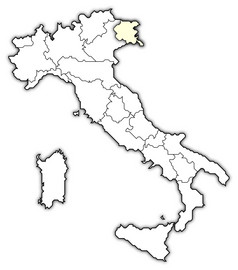 地图意大利弗留利-威尼斯朱丽叶突出显示政治地图意大利与的几个地区在哪里弗留利-威尼斯朱丽叶突出显示