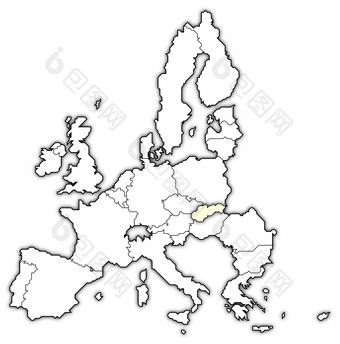 地图的欧洲联盟斯洛伐克突出显示政治地图的欧洲联盟与的几个州在哪里斯洛伐克突出显示