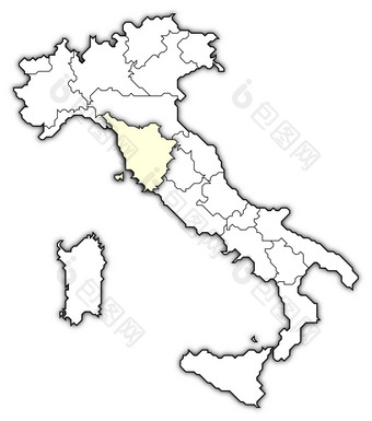 地图意大利托斯卡纳突出显示政治地图意大利与的几个地区在哪里托斯卡纳突出显示
