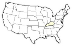 地图的曼联州肯塔基州突出显示政治地图曼联州与的几个州在哪里肯塔基州突出显示