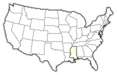 地图的曼联州密西西比州突出显示政治地图曼联州与的几个州在哪里密西西比州突出显示