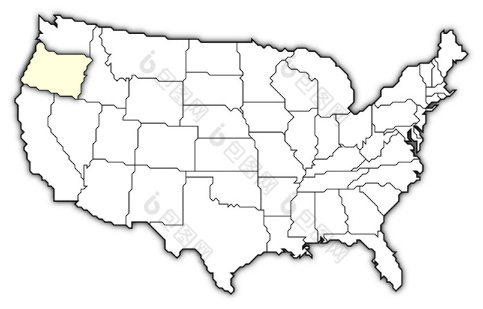 地图的曼联州俄勒冈州突出显示政治地图曼联州与的几个州在哪里俄勒冈州突出显示
