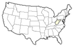地图的曼联州西维吉尼亚州突出显示政治地图曼联州与的几个州在哪里西维吉尼亚州突出显示