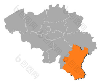 地图比利时<strong>卢森堡</strong>突出显示政治地图比利时与的几个州在哪里<strong>卢森堡</strong>突出显示