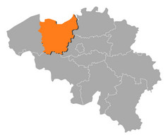 地图比利时东弗兰德斯突出显示政治地图比利时与的几个州在哪里东弗兰德斯突出显示