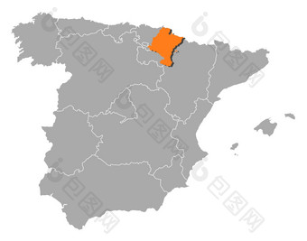 地图西班牙纳瓦拉突出显示政治地图西班牙与的几个地区在哪里纳瓦拉突出显示