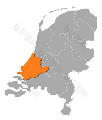 地图荷兰南荷兰突出显示<strong>政治</strong>地图荷兰与的几个州在哪里南荷兰突出显示