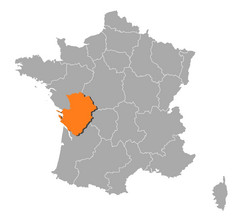 地图法国Poitou-Charentes突出显示政治地图法国与的几个地区在哪里Poitou-Charentes突出显示