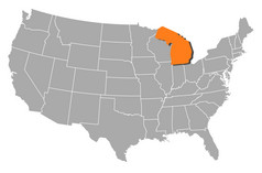 地图的曼联州密歇根突出显示政治地图曼联州与的几个州在哪里密歇根突出显示