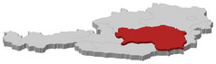 地图奥地利施第里尔突出显示政治地图奥地利与的几个州在哪里施第里尔突出显示
