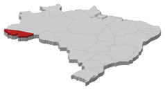 地图巴西英亩突出显示政治地图巴西与的几个州在哪里英亩突出显示
