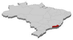 地图巴西里约1月突出显示政治地图巴西与的几个州在哪里里约1月突出显示