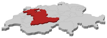 地图瑞士伯尔尼突出显示政治地图瑞士与的几个县在哪里伯尔尼突出显示