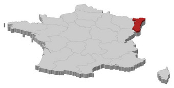 地图法国阿尔萨斯突出显示政治地图法国与的几个地区在哪里阿尔萨斯突出显示