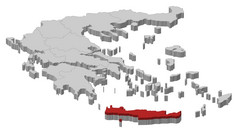 地图希腊克里特岛突出显示政治地图希腊与的几个州在哪里克里特岛突出显示