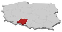 地图波兰Opolskie突出显示政治地图波兰与的几个省省在哪里Opolskie突出显示