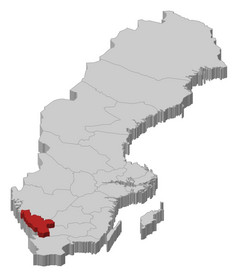 地图瑞典哈兰省县突出显示政治地图瑞典与的几个省在哪里哈兰省县突出显示