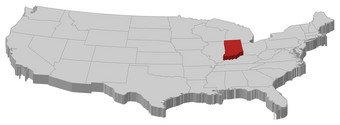 地图的曼联州印第安纳州突出显示政治地图曼联州与的几个州在哪里印第安纳州突出显示