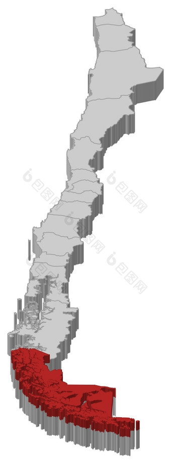 地图智利麦哲伦而且智利南极洲突出显示政治地图智利与的几个地区在哪里麦哲伦而且智利南极洲突出显示
