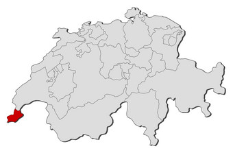 地图瑞士日内瓦突出显示政治地图瑞士与的几个县在哪里日内瓦突出显示