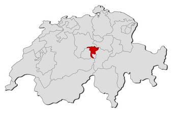 地图瑞士下瓦尔登州突出显示政治地图瑞士与的几个县在哪里下瓦尔登州突出显示