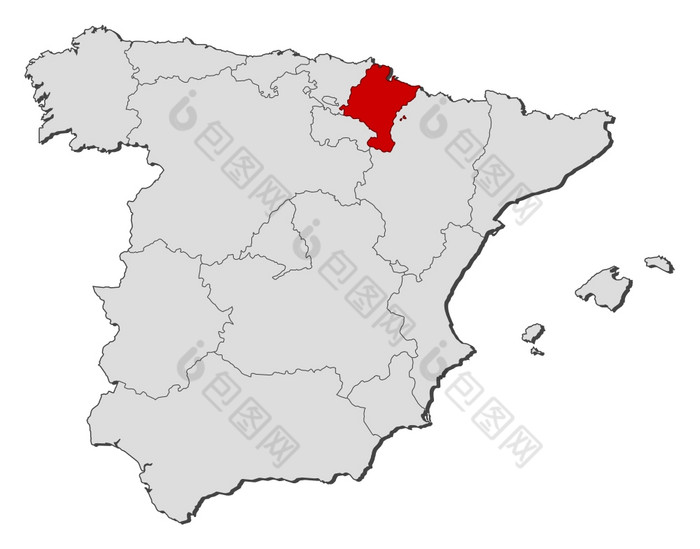 地图西班牙纳瓦拉突出显示政治地图西班牙与的几个地区在哪里纳瓦拉突出显示