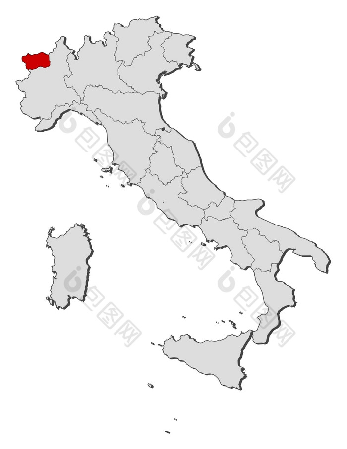地图意大利奥斯塔谷突出显示政治地图意大利与的几个地区在哪里奥斯塔谷突出显示