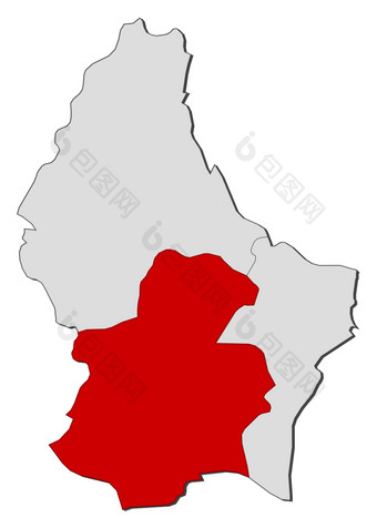 地图卢森堡卢森堡突出显示政治地图卢森堡与的几个区在哪里的区卢森堡突出显示