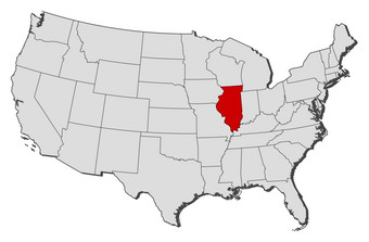 地图的曼联州伊利诺斯州突出显示政治地图曼联州与的几个州在哪里伊利诺斯州突出显示
