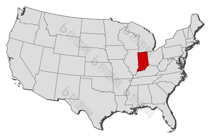 地图的曼联州印第安纳州突出显示政治地图曼联州与的几个州在哪里印第安纳州突出显示