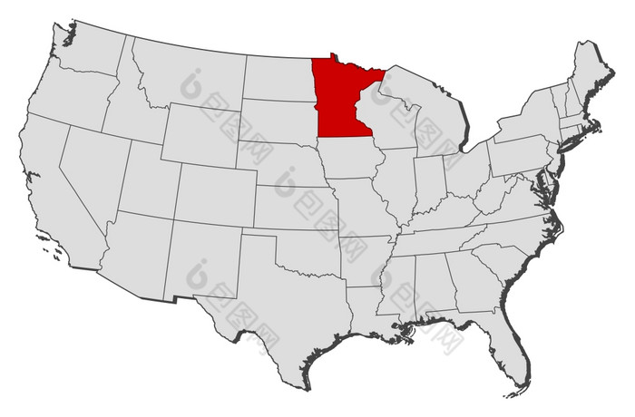 地图的曼联州明尼苏达州突出显示政治地图曼联州与的几个州在哪里明尼苏达州突出显示