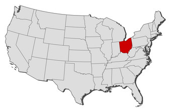 地图的曼联州<strong>俄亥俄州</strong>突出显示政治地图曼联州与的几个州在哪里<strong>俄亥俄州</strong>突出显示