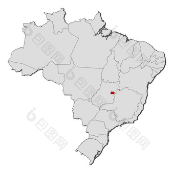 地图巴西巴西联邦区突出显示政治地图巴西与的几个州在哪里巴西联邦区突出显示