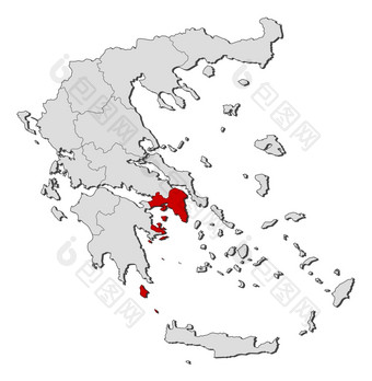 地图希腊阿<strong>提卡</strong>突出显示政治地图希腊与的几个州在哪里阿<strong>提卡</strong>突出显示