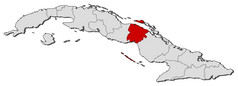 地图古巴Ciego阿维拉突出显示政治地图古巴与的几个省在哪里Ciego阿维拉突出显示