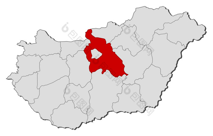 地图匈牙利害虫突出显示政治地图匈牙利与的几个县在哪里害虫突出显示