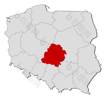 地图波兰<strong>罗兹</strong>突出显示政治地图波兰与的几个省省在哪里<strong>罗兹</strong>突出显示