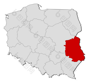 地图波兰卢<strong>布林</strong>突出显示政治地图波兰与的几个省省在哪里卢<strong>布林</strong>突出显示