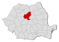 地图罗马尼亚穆列什县突出显示政治地图罗马尼亚与的几个县在哪里穆列什县突出显示