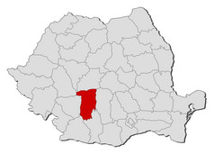 地图罗马尼亚Valcea突出显示政治地图罗马尼亚与的几个县在哪里Valcea突出显示