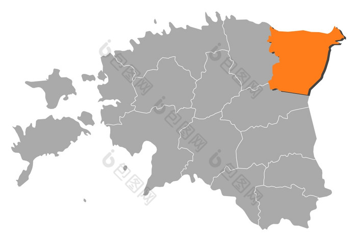 地图爱沙尼亚viru突出显示政治地图爱沙尼亚与的几个县在哪里HIda-Viru突出显示