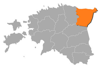地图爱沙尼亚viru<strong>突出</strong>显示政治地图爱沙尼亚与的几个县在哪里HIda-Viru<strong>突出</strong>显示