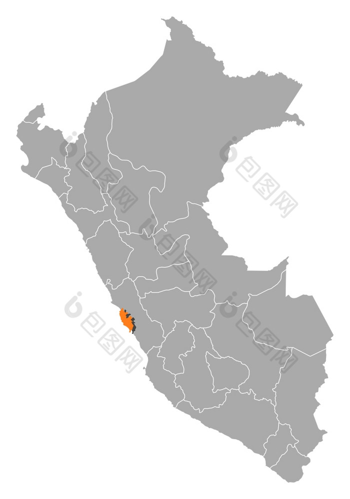 地图秘鲁五地区突出显示政治地图秘鲁与的几个地区在哪里五地区突出显示