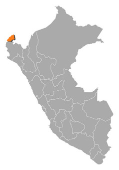 地图秘鲁Tumbes突出显示政治地图秘鲁与的几个地区在哪里Tumbes突出显示