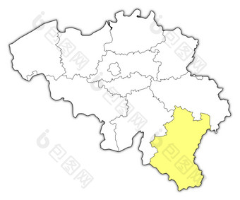 地图比利时卢森堡突出显示政治地图比利时与的几个州在哪里卢森堡突出显示