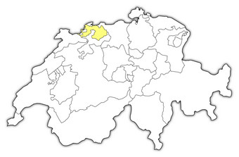 地图瑞士巴塞尔乡村州突出显示政治地图瑞士与的几个县在哪里巴塞尔乡村州突出显示