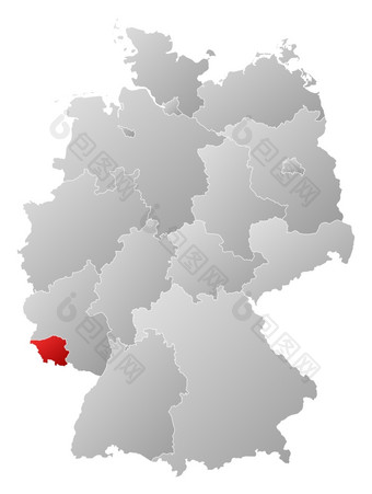 地图德国萨尔州突出显示政治地图德国与的几个州在哪里萨尔州突出显示