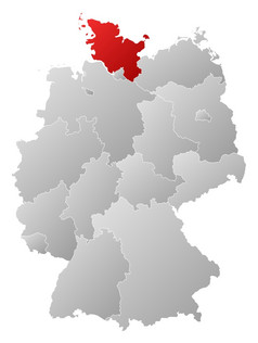 地图德国Schleswig-Holstein突出显示政治地图德国与的几个州在哪里Schleswig-Holstein突出显示